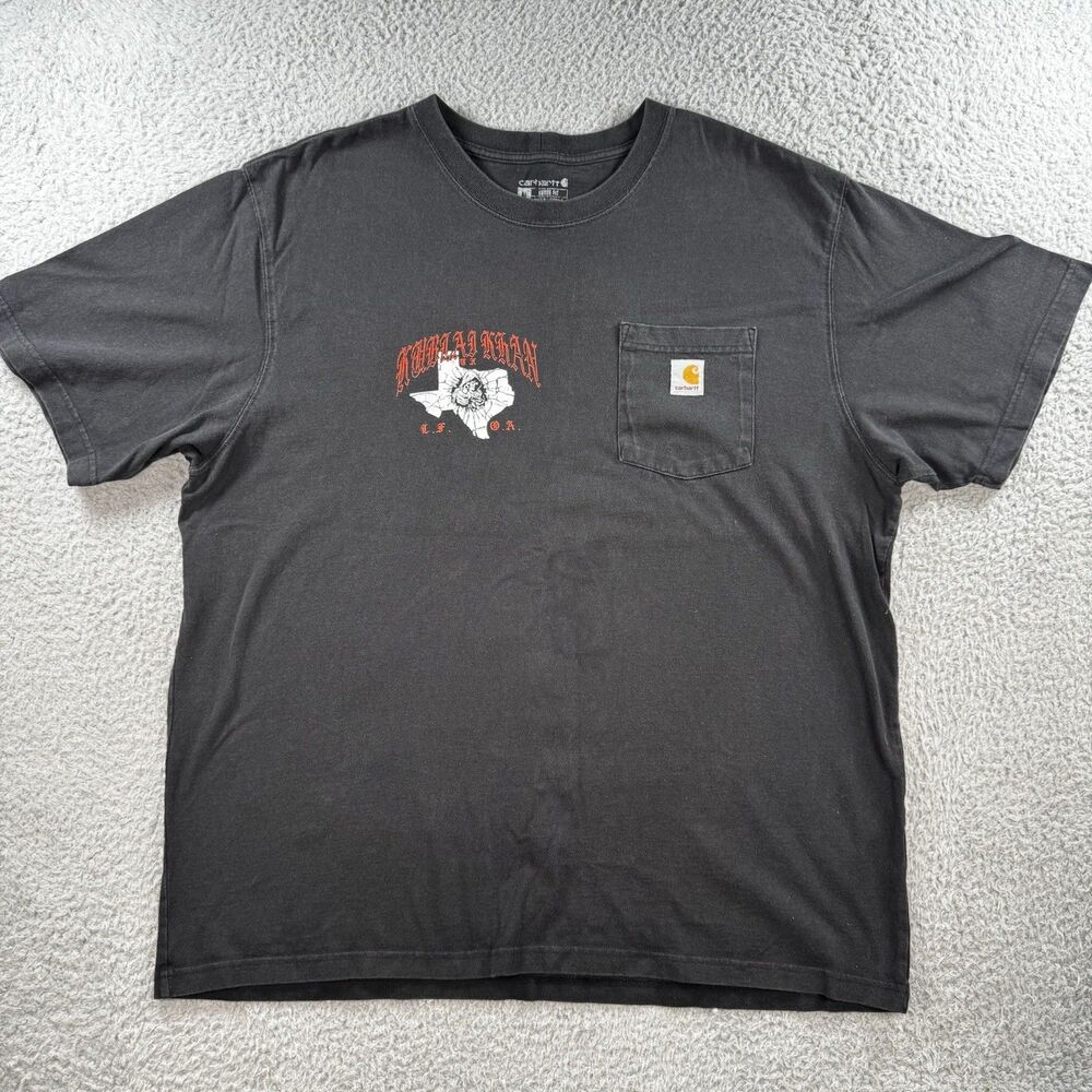 Kublai Khan TX Carhartt Pocket T-Shirt Sz M LOOSE FIT Metalcore Hardcore Band
